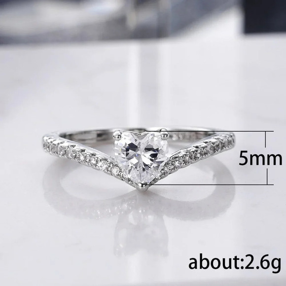 ❤Sweet Pure CZ Cubic Twisted Lovely Diamonds Heart Rings for Women,MARR9071 - Picture 3 of 3